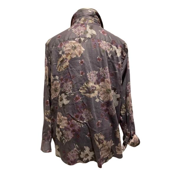 Chaps Size 3X Plum Print Casual Cotton Top - Picture 3 of 7